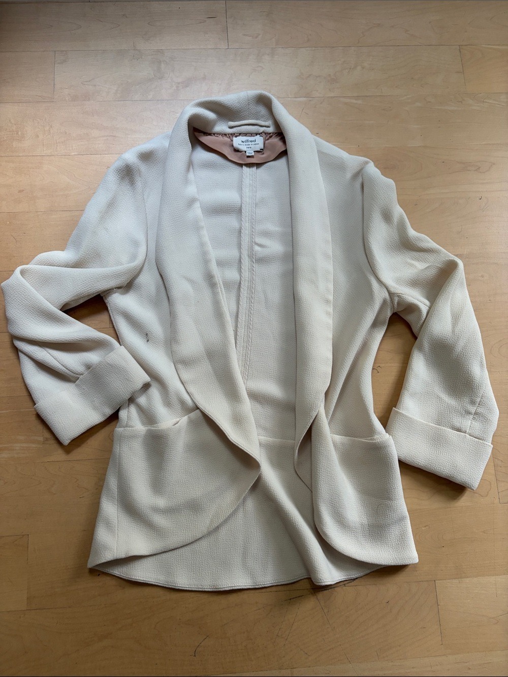 Wilfred Cream Open-Front Draped Blazer